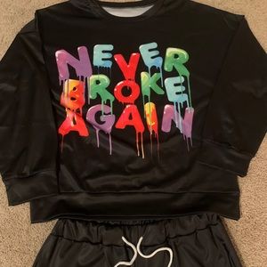 Black Two pc “Never Broke Again” NBA Lounge/PJ
